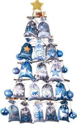 Image de DIY Calendrier de l'Avent à remplir avec 24 petits sacs en tissu (Bleu