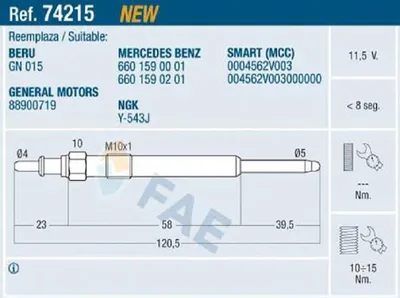 Produktbild von FAE 74215 Diesel Glühkerze für SMART CITY-COUPE (450)