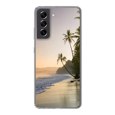 Produktbild von MuchoWow® Handyhülle Schutzhülle Hülle für Samsung Galaxy S21 FE Strand - Sonnenuntergang - Tropisch Silikon Softcase Handy Hülle - Mobiltelefonhülle