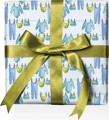 Produktbild von Hellblaues Baby Geschenkpapier zur Babyshower, Taufe, Geburtfür Jungen - G23014, 32 x 48cm
