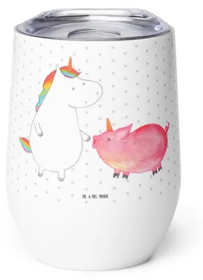 Produktbild von Mr. & Mrs. Panda thermosbecher Einhorn Schwein - Weiß - Geschenk, Thermobecher, Einhörner, Unicorn, Schweinchen, glühweinbecher, kaffee tasse, Thermo Becher, Freundin