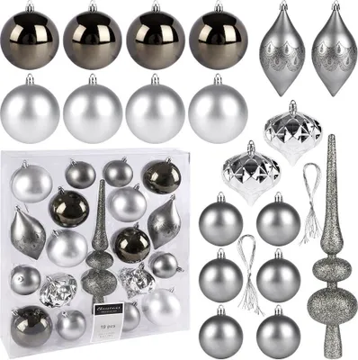 Produktbild von Vilde Kugeln Christbaumkugeln Christbaumschmuck Tannenbaumkugeln Weihnachtsdeko Weihnachtskugeln bruchfest Silberne 19er-Set