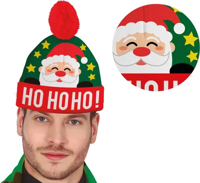 Immagine prodotto di Cappello da Babbo Natale invernale con pompon, Babbo Natale, Ho Ho Ho, Natale