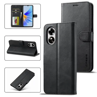 Immagine prodotto di Custodia per OPPO A17, flip case in pelle con chiusura magnetica e supporto, custodia protettiva nera
