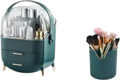 Zdjęcie produktu dla Zielony organizer na kosmetyki 37 x 29 x 19 cm – walizka na kosmetyki