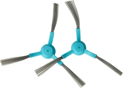 Produktbild von vhbw 2x Seitenbürste kompatibel mit Proscenic M6 Pro Saugroboter - Reinigungsbürsten Set, schwarz / hellblau, 3-armig