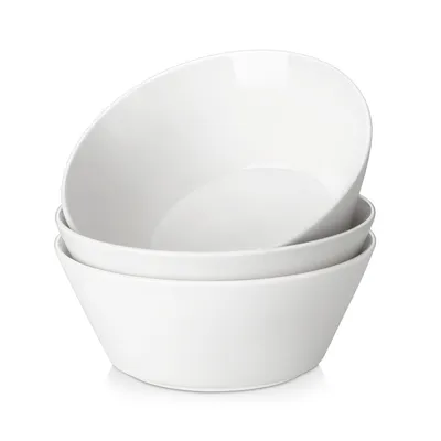 Produktbild von 3-tlg Porzellan Schüssel-Set, Nudelschüssel, Suppenschalen, Salatschüssel, Schalen Set, Weiß