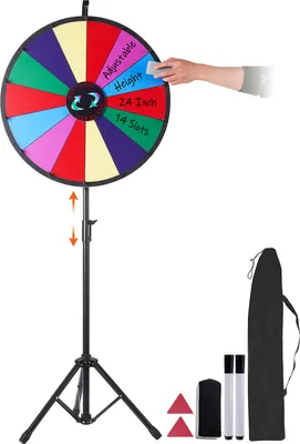 Produktbild von VEVOR 61 cm kolo štěstí 4,3 kg kovový stojan má flexibilní stojan pro výškové nastavení, 14 přizpůsobitelných barevných cenových pozic, personalizované nastavení, přidejte si požadovaný text
