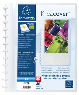 Image de Exacompta 86471E Dossier de présentation PP 800µ 40 pochettes 24x32cm DIN A4 blanc Système Kreaman