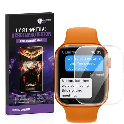 Produktbild von 3x UV-Liquid 9H Panzerglas für Apple Watch 9 ( 45 mm ) 3D KLAR echtes Tempered Panzerhartglas Displayschutz Schutzglas Schutzfolie Panzerfolie Screen-Protector