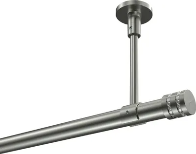 Produktbild von Interdeco Gardinenstange / Vorhangstange Edelstahl-Optik, Typ Sonette Estana (Glitzerkappe) ohne Ringe, Deckenmontage, 20 mm Ø 1-läufig, 540 cm