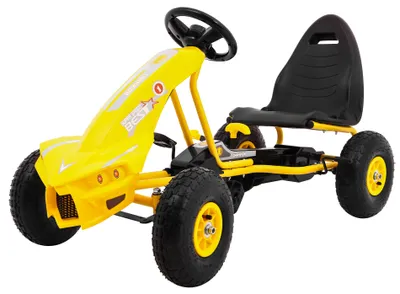 Obrázek produktu pro Šlapací motokára Champion pro děti 3+ Žlutá + Nafukovací pneumatiky + Nastavitelné sedadlo + Ruční brzda