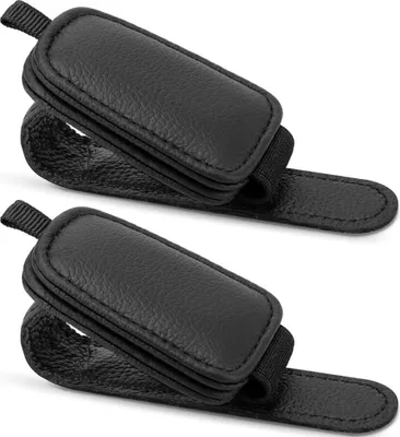 Produktbild von 2-pack magnetický kožený držiak slnečných okuliarov do auta, klip na okuliare na slnečnú clonu - MAGSUNS Black