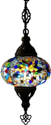 Zdjęcie produktu dla Turecka lampa wisząca – ręcznie wykonana lampa mozaikowa – lampa marokańska – autentyczna – wielokolorowa – wysokość 78 cm