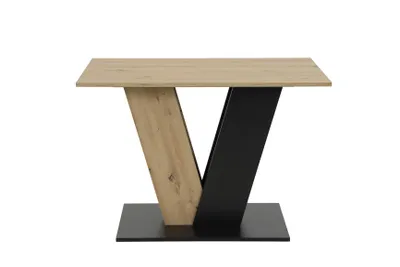Produktbild von 5tlg. ESSGRUPPE Mulde, 1 Tisch Holzoptik+Schwarz - V-Wangengestell - Maß 110x68cm + 4 Esszimmerstühle Samt Grau - Rautensteppung - 100kg belastbar