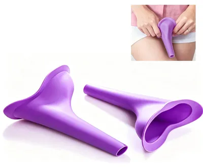 Tragbares Urinal für Damen, 2 Stück, Silikon, lila