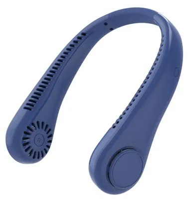 Produktbild von Tragbarer Nackenventilator, Halsventilator, Flexibles Silikon, 360° biegbar, Blattloser Ventilator, 3 Geschwindigkeit, Geräuscharm, Blau
