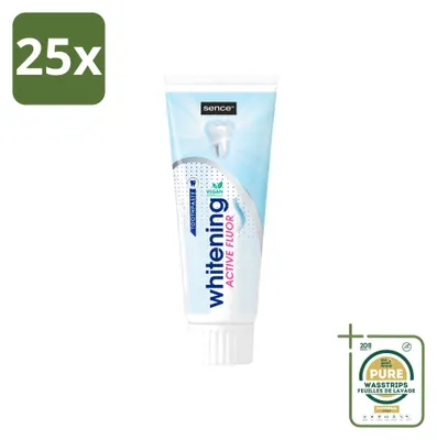 Image de 25 tubes de dentifrice blanchissant Sence avec fluor, 75 ml, lot économique - 25 pièces