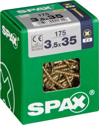 Immagine prodotto di Set di 175 viti in acciaio a testa svasata pozidriv SPAX, Diam.3,5 mm x L.35 mm