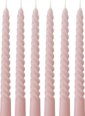 Produktbild von 6er Set Rosa Kerzen Gedreht H20cm Stabkerzen Tafelkerzen Spiralkerzen Tischdeko