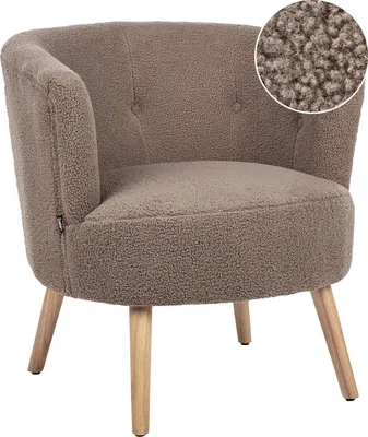 Zdjęcie produktu dla BELIANI Fotel klubowy brązowy boucle pikowany retro skandynawski