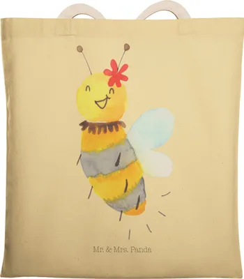 Produktbild von Mr. & Mrs. Panda Einkaufstasche Biene Blume - Gelb Pastell - Geschenk, Stofftragetasche, Hummel, Beuteltasche, Stoffbeutel, Tote Bag, Tasche