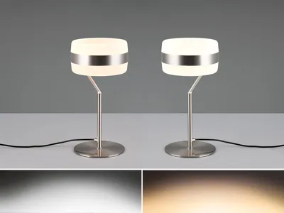 Produktbild von 2er SET dimmbare Designer Tischlampen modern, Nachttischlampen Silber, Höhe 30cm