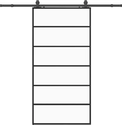 Image de Porte coulissante kit de quincaillerie noir 102x205cm verre ESG