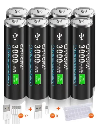 Image de Batteries lithium-ion, compatibilité polyvalente, charge rapide, lot de 8 batteries Li-ion de 1,5V