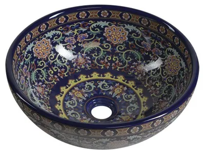 Produktbild von PRIORI Keramik-Waschtisch Ø 41 cm, lila mit Muster