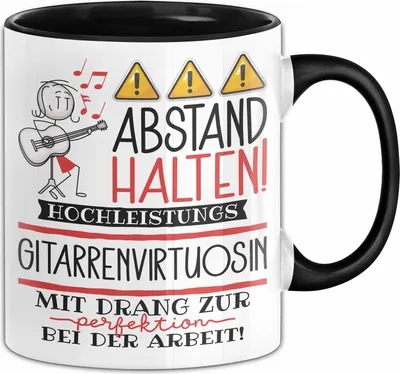 Produktbild von Gitarrenvirtuosin Tasse Geschenk Lustig Abstand Halten Hochleistungs-Gitarrenvirtuosin Mit Drang Zur Perfektion Bei Der Arbeit (Schwarz)
