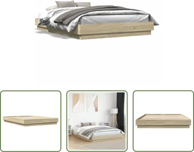 Produktbild von The Living Store Bettgestell Sonoma-Eiche 160x200 cm Holzwerkstoff