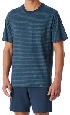 Produktbild von Schiesser Comfort Essentials Schlafanzug Set aus Kurzarm-Shirt und kurzer Hose, Lässige Passform, Mit praktischer Brusttasche