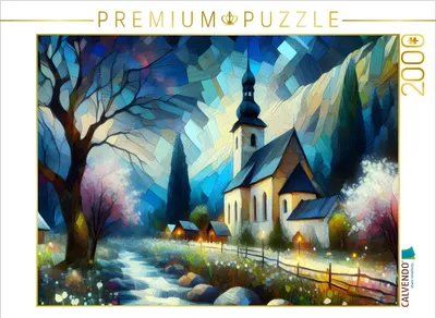 Produktbild von CALVENDO Puzzle Landkirche gegen Abend | 2000 Teile Lege-Größe 90x67cm Foto-Puzzle für glückliche Stunden