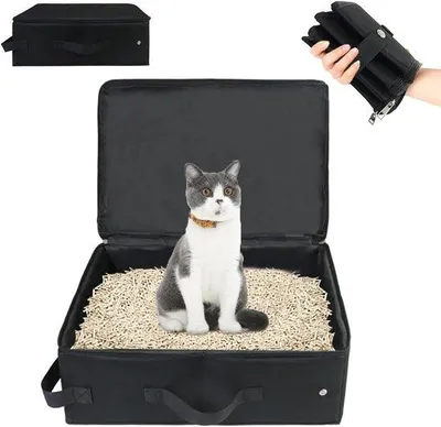 Imagen del producto de Ibenzoa®: Arenero plegable para gatos con tapa – compacto, resistente al agua, base antideslizante, estable, ideal para viajes y para uso doméstico, apto para gatos y gatitos