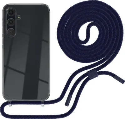 Produktbild von EAZY CASE Handykette für Samsung Galaxy A35, Clear Case aus Silikon, mit Umhängeband, abnehmbare Endstücke, Handyband in Blau