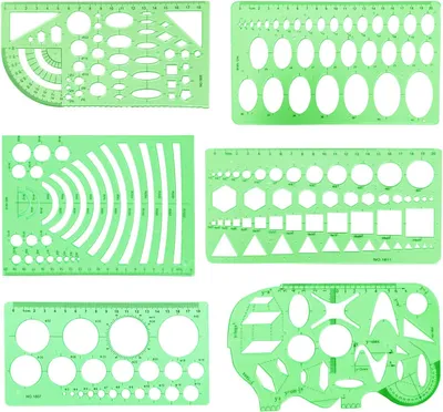 Produktbild von Geometrische Schablonen 6 Stück, Kunststoff, transparent, für Schule