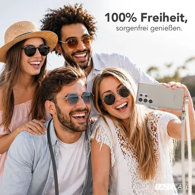 Produktbild von EAZY CASE Handykette magnetisch mit Handyhülle für Samsung Galaxy S24 Ultra, Crossbody Handyband 1-1,90m verstellbar mit 2 Ösen in Creme