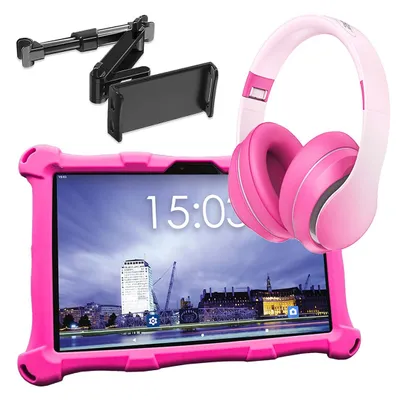 Produktbild von AngelTech Kindertablet XL Rosa XL mit Kopfhörer und Tablet-Halterung
