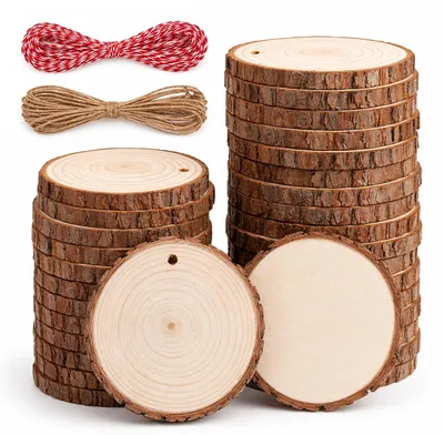 Image de Lot de 48 décorations en bois en forme de disque, idéal pour les projets créatifs