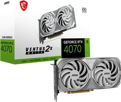 Produktbild von MSI GeForce RTX 4070 VENTUS 2X WHITE 12G OC - Grafikkarten - GeForce RTX 4070 - 12 GB GDDR6X - PCIe 4.0 - HDMI, 3 x DisplayPort - weiß - Box