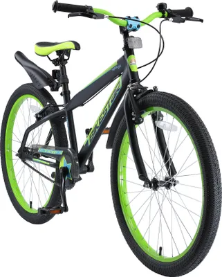 Produktbild von BIKESTAR Kinder Fahrrad ab 9 Jahre | 24 Zoll Urban Jungle Kinderrad | Schwarz Grün
