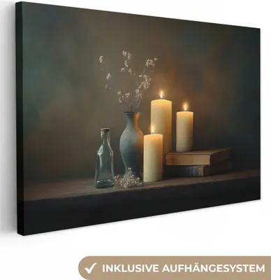 Produktbild von Wanddeko 30x20 cm - Stilleben - Kerzen, Leinwand Bilder Wohnzimmer