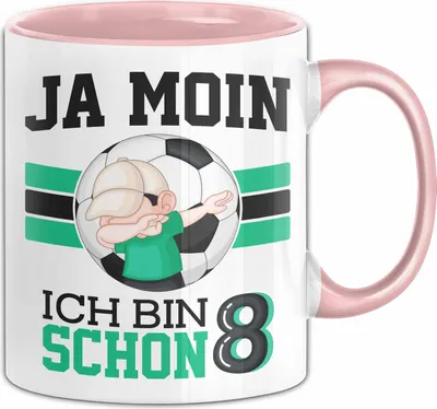 Produktbild von 8. Geburtstag Geschenk Tasse Becher Junge Geburtstagsgeschenk Ja Moin Ich Bin Schon 8 (Rosa)