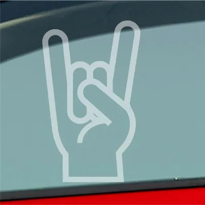 Produktbild von Auto Aufkleber Gabel Rock Heavy Metal Gruss Pommesgabel 8x13 cm Milchglas Sticker Heckscheibenaufkleber