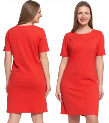 Produktbild von Damen-Baumwollkleid, Kurzarm, knielang, bequem, MORAJ XL, ROT