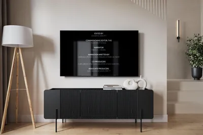 Zdjęcie produktu dla Szafka Rtv Czarna Nowoczesna 150 Cm Malmi Elegancka Czarne Nóżki