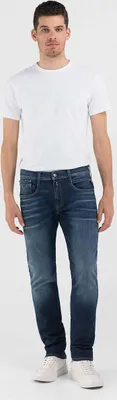 Produktbild von Replay Anbass Hyperflx 11,5 oz Stretch Herren Baumwoll Denim in Marineblau, Größe 34L – Navy Blue / 33 / 34