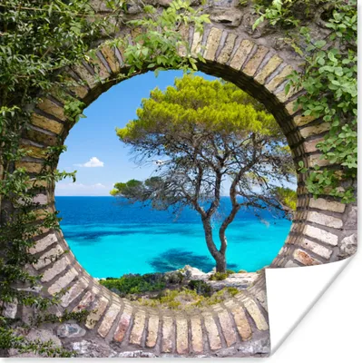 Produktbild von MuchoWow® Poster Meer - Baum - Tropisch - Ausblick 100x100 cm - Babyzimmer