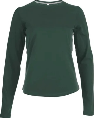 Produktbild von Kariban Damen Langarmshirt T-Shirt Longsleeve Shirt Baumwolle Rundhals, Größe:M, Farbe:Forest Green